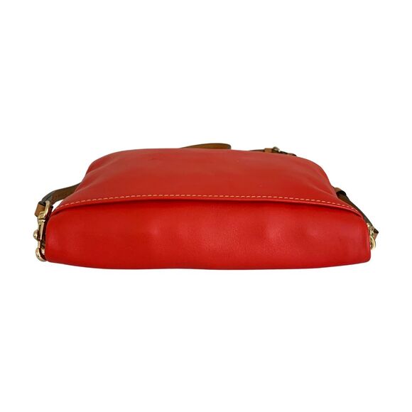 Dooney & Bourke Red Leather Crossbody Fold-Over Clutch Purse Tassel Strap - Picture 5 of 13